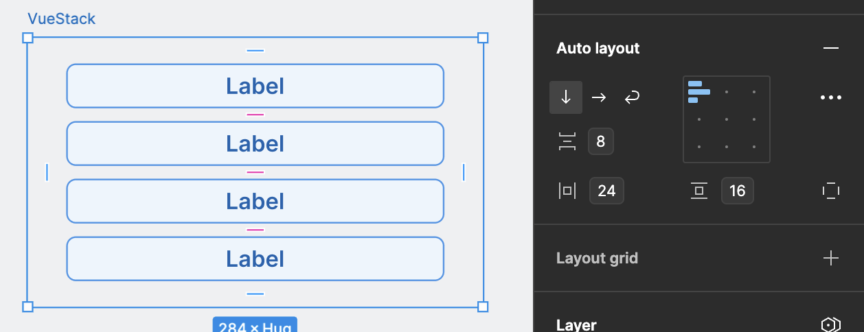 vue-stack component